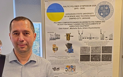 Професор ННІ УДХТУ Олег Кабат представив дослідження на Baltic Polymer Symposium 2026